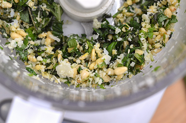 food processor with basil