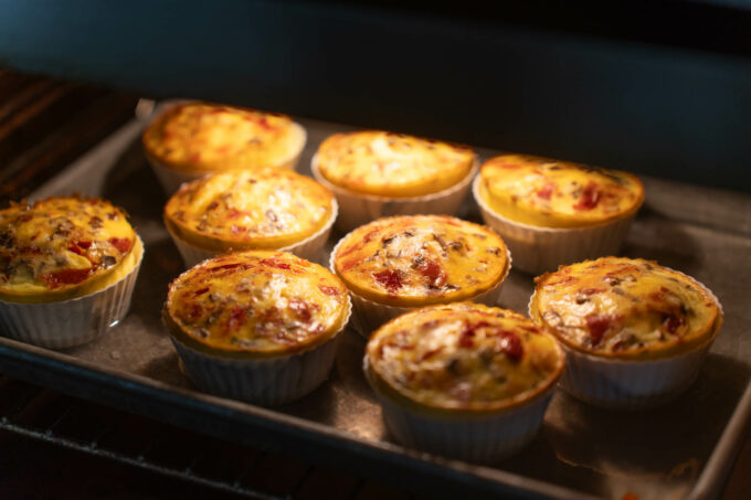 baked egg muffins in oven