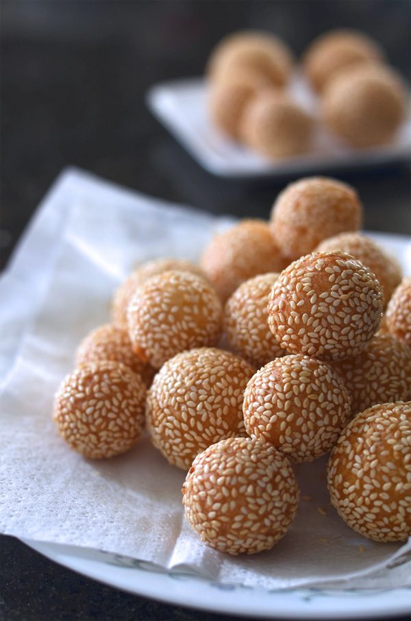 Sesame Balls with Red Bean Paste – Takes Two Eggs