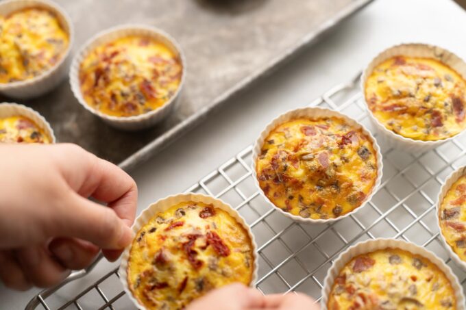 cooling egg muffin cups on cooling rack