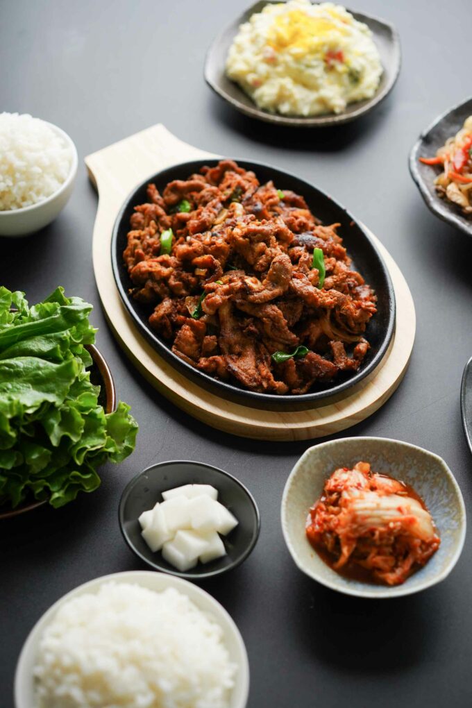 korean spicy pork bulgogi dinner