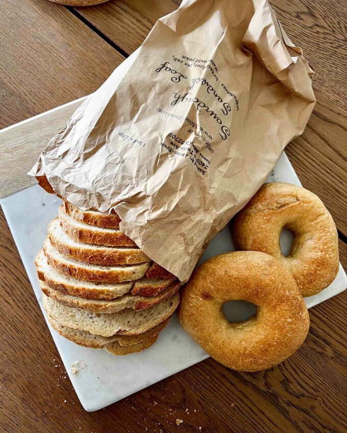 Moses Bread - sliced sourdough boule and bagels