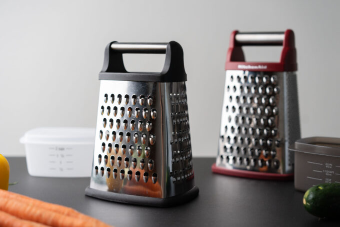 QOBIMOON Cheese Grater Vegetable Slicer Stainless Steel with 4 Sides, 9.2  Inches Height Large Box Grater Best for Shredded Parmesan Cheese