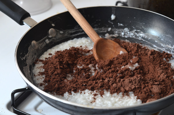 adding cocoa powder