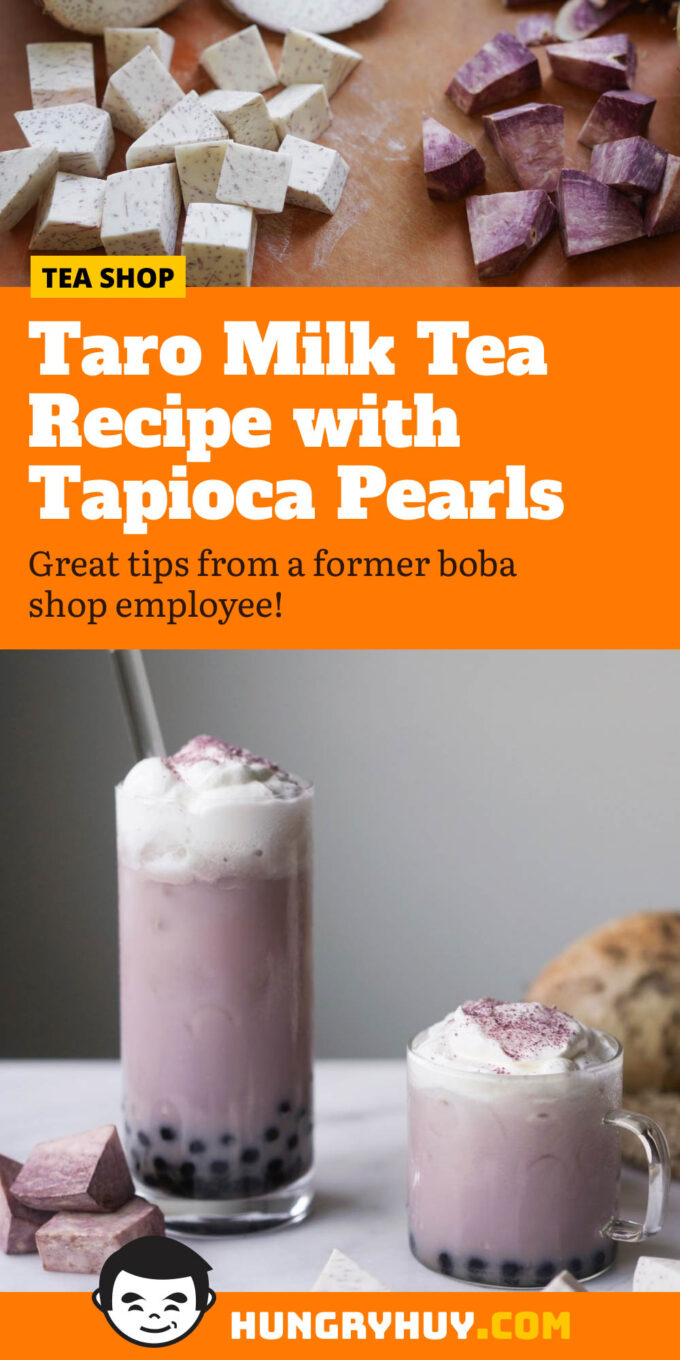 Taro Milk Tea Recipe w/ Tapioca Pearls (Boba) - Hungry Huy